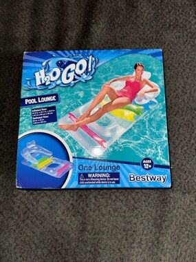Bestway H2Ogo Inflatable Pool Lounge - Clear with Pink, Yellow, Blue Accents